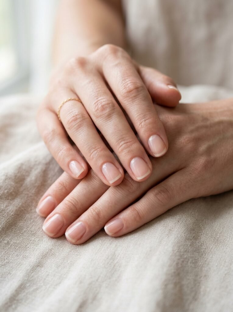 Short well shaped nails that stay stronger and less likely to break