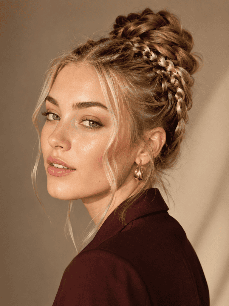 Woman wearing an elegant braided updo