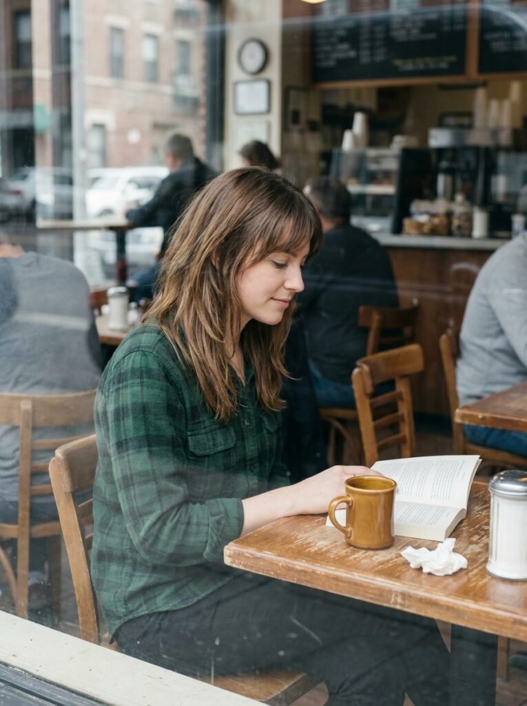 Shoulder length rounded layers with a soft fringe on a long face