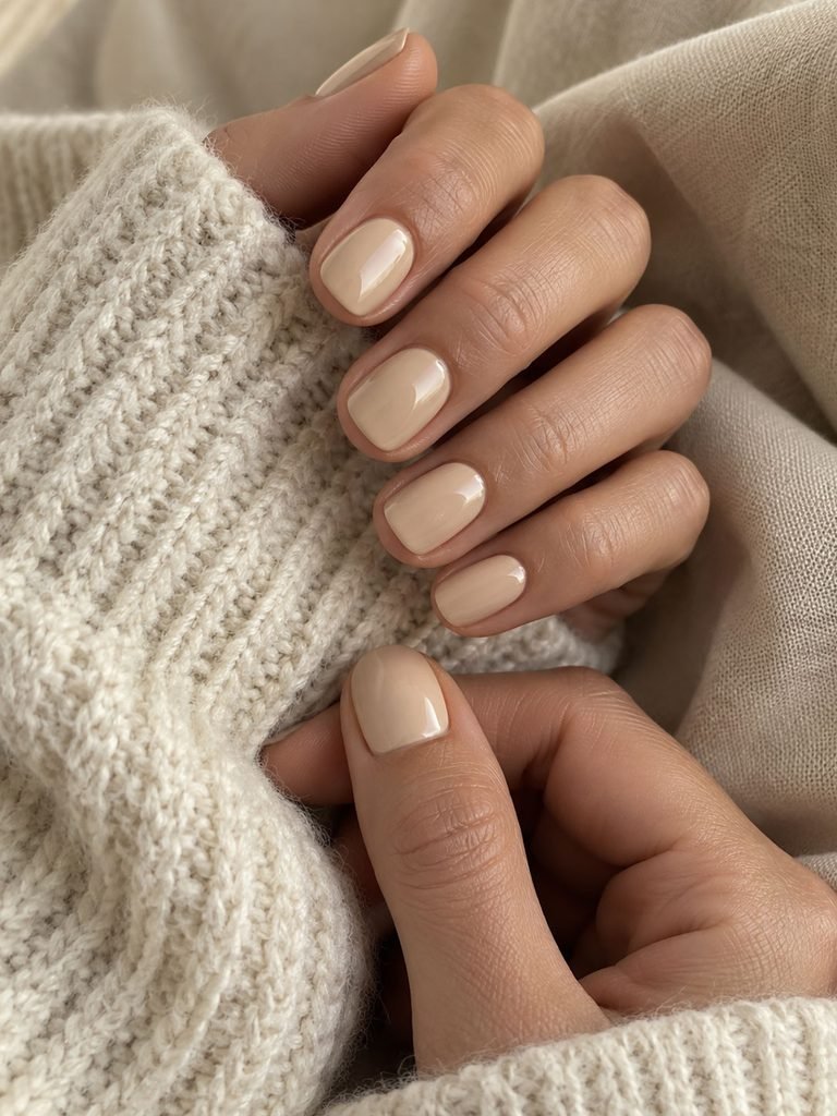 Warm creamy beige fall nails